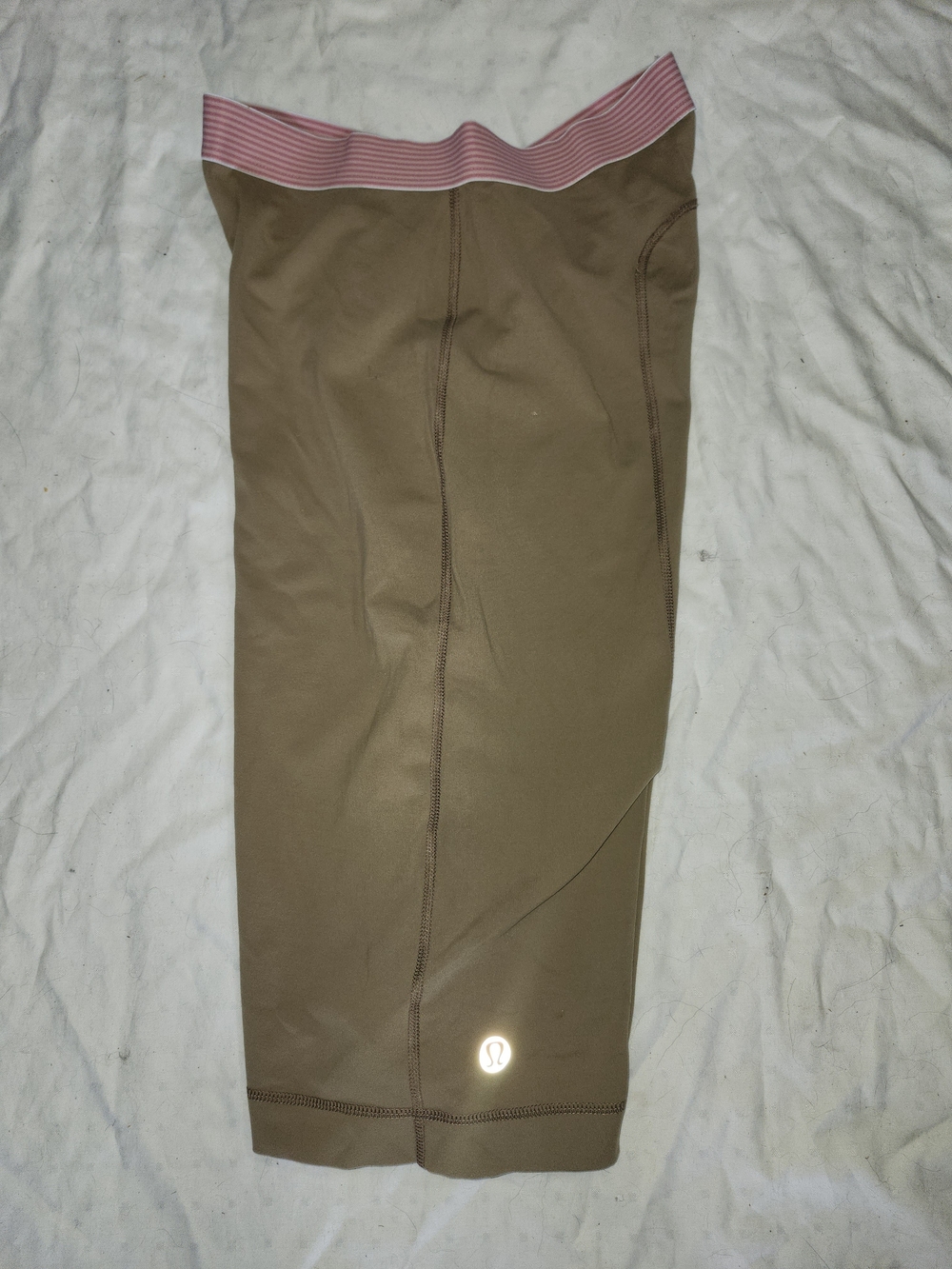 Lululemon Brown Cropped Pants with Pink Stripe Waistband